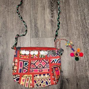 RAGA Anthropologie Medium BOHO Hippie Tote Bag Purse Crossbody Multicolor EUC